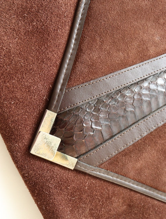 Vintage Margolin Brown Suede Leather and Snakeski… - image 4