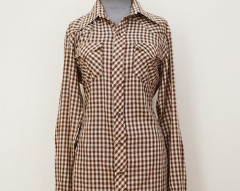 Brown Gingham Shirt - Etsy