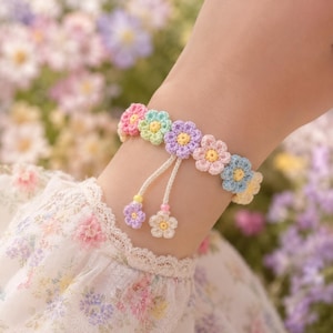 Crochet Bracelet Daisy Pattern PDF | Easy Beginner Flower Jewelry | Instant Download Friendship Gift