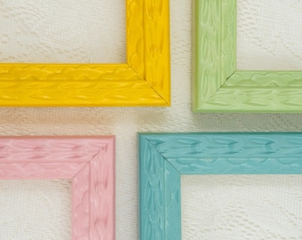 Handmade Wooden Picture Frame, Colorful Matte Square for Gallery Wall Decor-pink blue green yellow, Custom Size Available-4x4 4x6 6x8 12x16