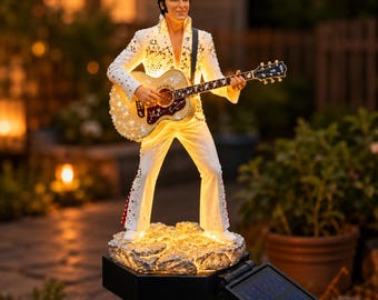 Rock Roll Solar Garden Statue, Retro Singer Landscape Light, Outdoor Patio Decor, Musical Collectible Figure, Unique Birthday Gift Idea