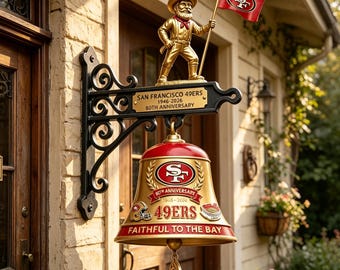 San Francisco 49ers Doorbell Wall Bell | Football Team Inspired Hanging Door Chime | Sports Fan Decor | Rustic Entryway Accent