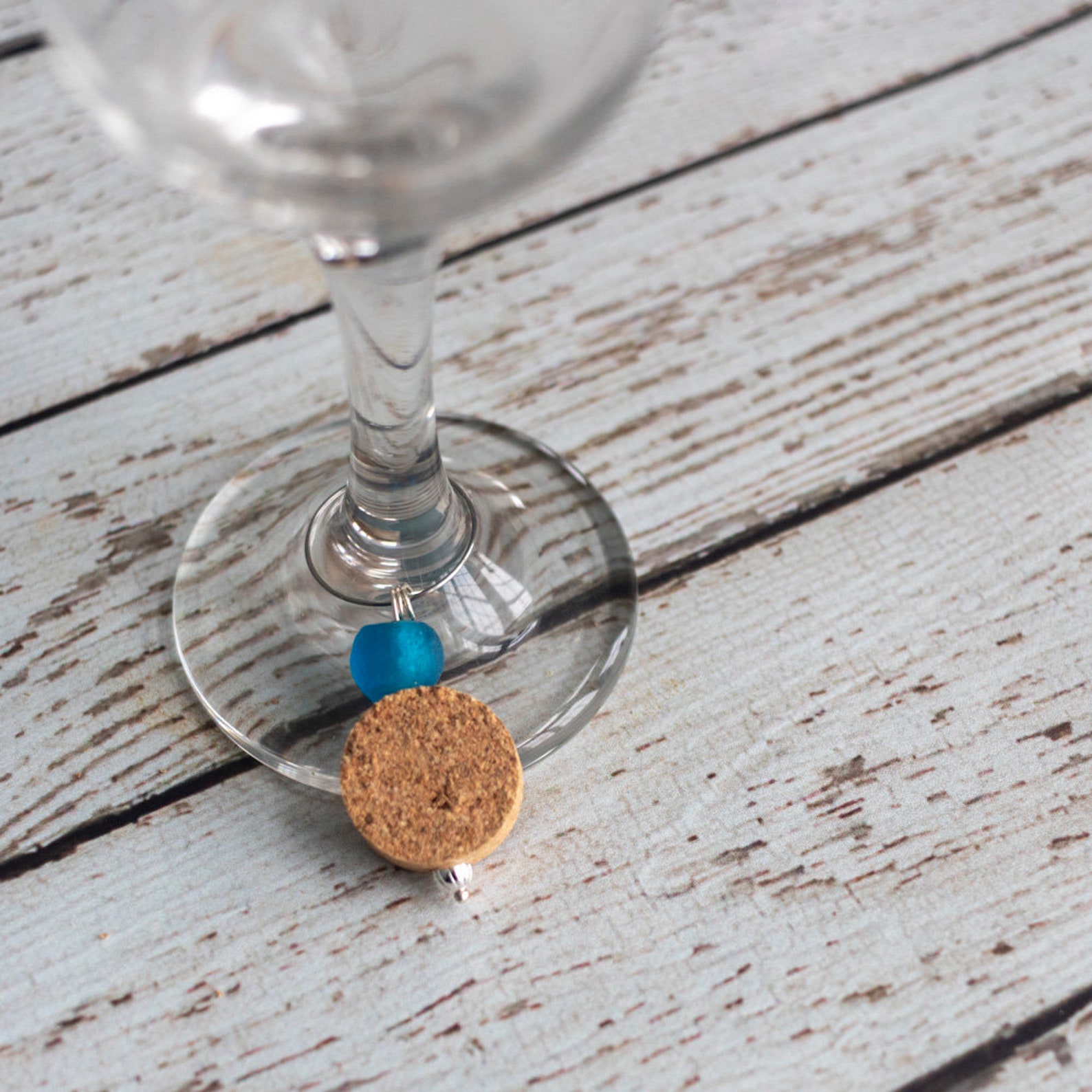 Cork Wine Charms With Recycled Glass Beads in Multicolors Etsy