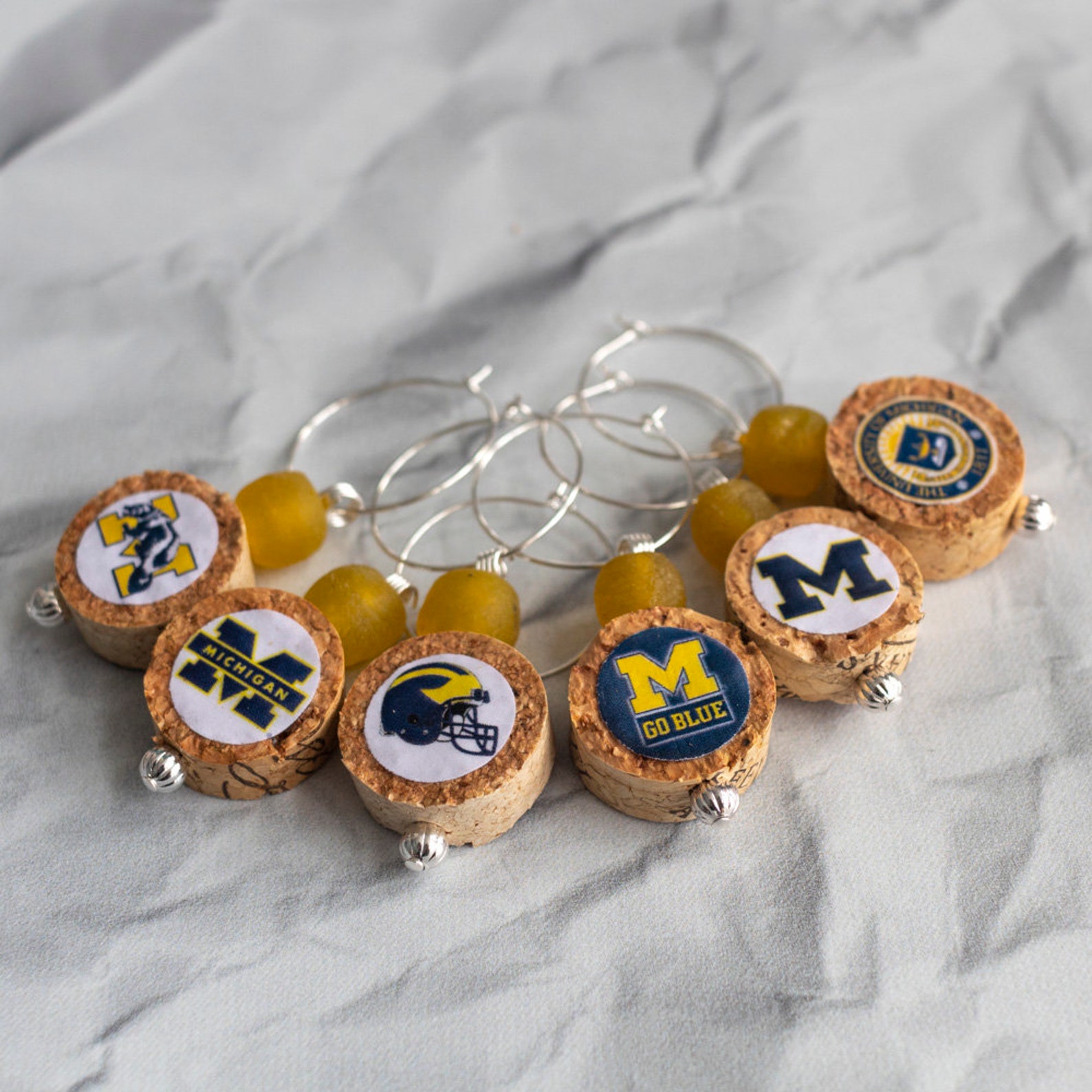 Wine Charms University of Michigan Etsy