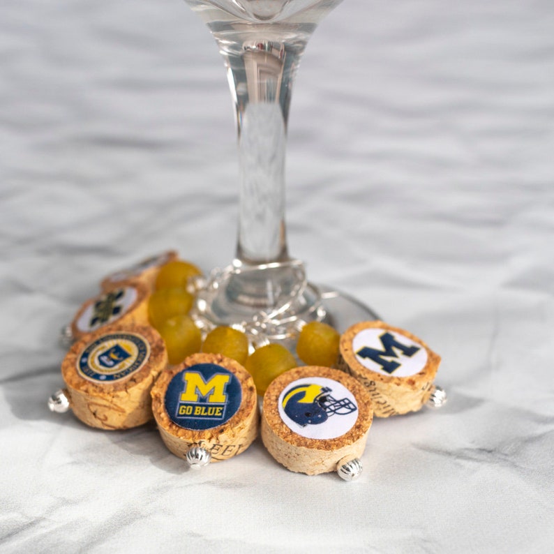 Wine Charms University of Michigan Etsy
