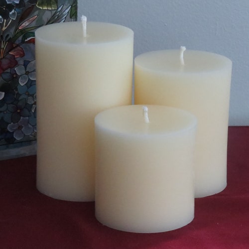 Set of 5 White Beeswax Candles100 Pure White Beeswax Pillar Etsy