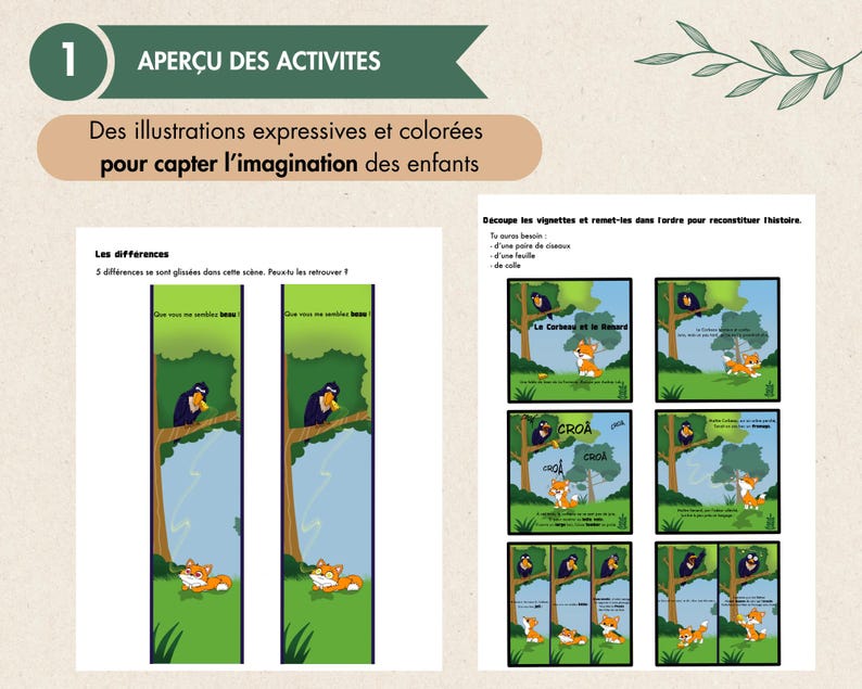 Printable Educational PDF Activities – The Crow and the Fox – Educational Games for Preschool and Elementary School – Ages 3+ image 2