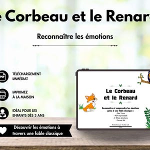Printable PDF emotion worksheets – The Crow and the Fox – Educational game for preschool and primary school – Ages 3 and up