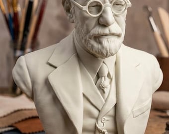 Sigmund Freud Büste – 3D-Druck, matt – Dekoration für Zuhause – Geschenk zum Psychologie-Abschluss – Dekoration für Psychotherapie-Praxis
