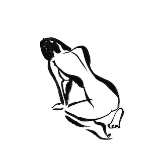 Yoga Woman Zen Brush Art in Black Ink