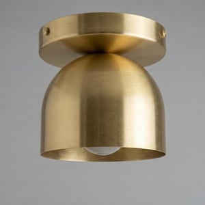 Modern Brass Ceiling Light - Minimalist Flush Mount Lighting - Mid Century Dome Ceiling Lamp - Luxury Kitchen, Hallway & Bathroom Lighting