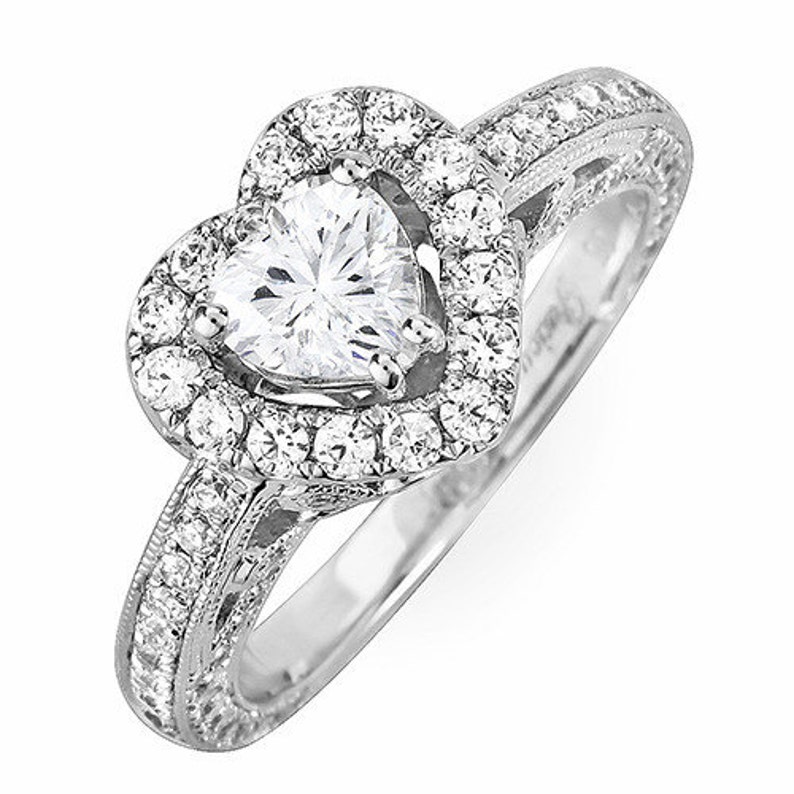 Heart Shaped Halo Diamond Engagement Ring Setting Etsy