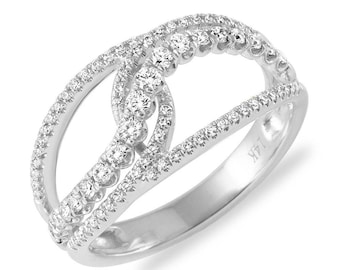 Elegancki pierścionek Criss-Cross z diamentami