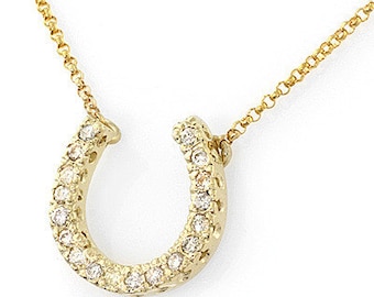 Solid 14 Karat Gold Horseshoe Necklace