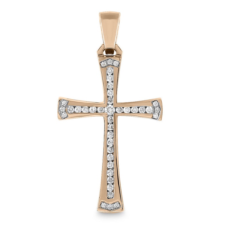 Solid Gold Cross Pendant With Diamonds Etsy