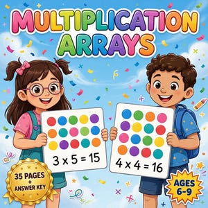 Multiplication Arrays Pack | 35 Worksheets + Answer Key | Visual Times Tables | Ages 6-9