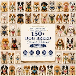 150+ Dog Crochet Patterns PDF Bundle | Amigurumi Dog Pattern Collection | Puppy Crochet Pattern | Crochet Animals | Instant Download