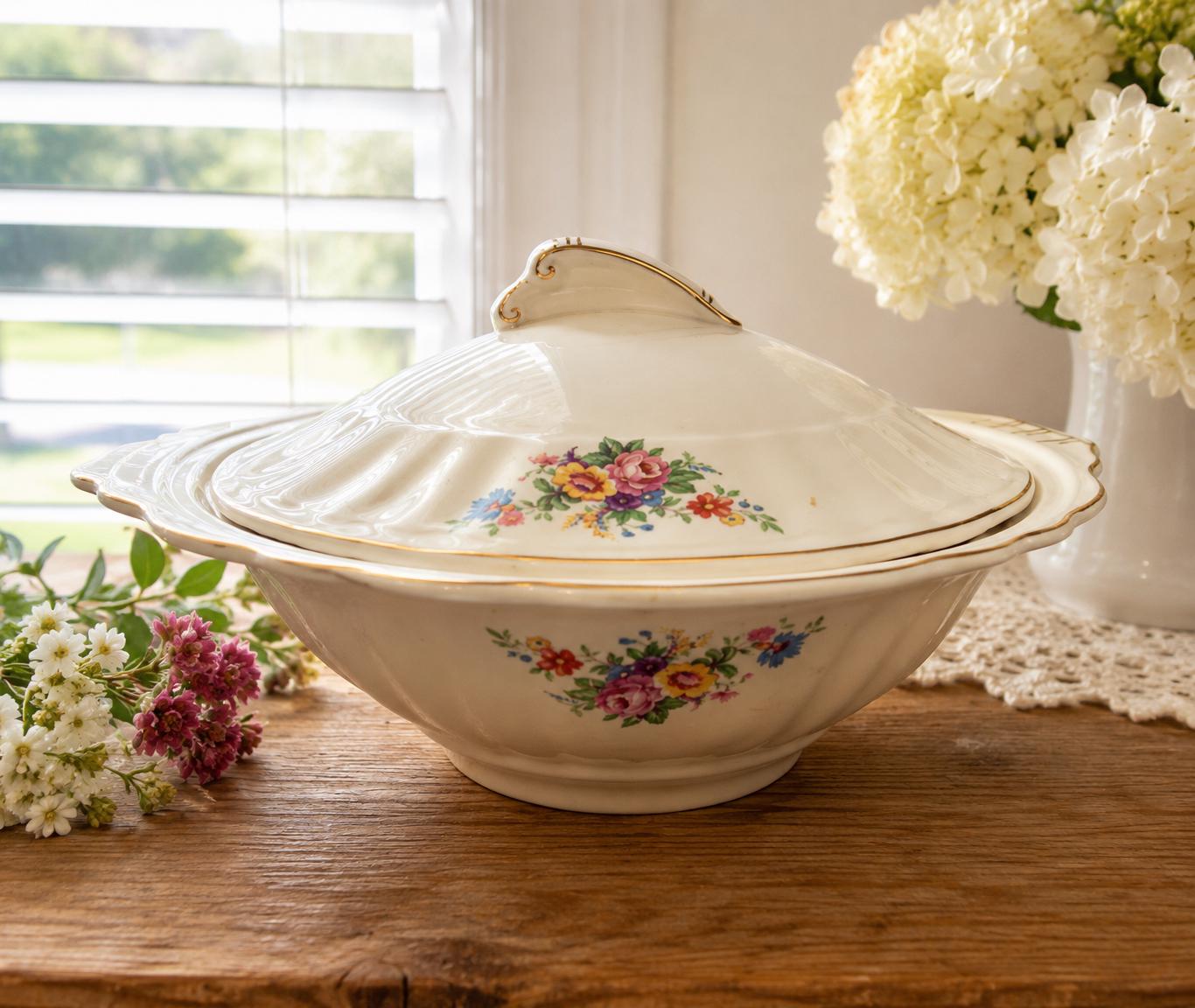 English China Covered Vegetable Bowl - Etsy Norway
