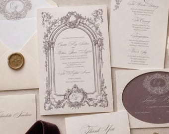 Editable Wedding Invitation Template | Elegant Heirloom Invitation Suite | Instant Download Canva Template