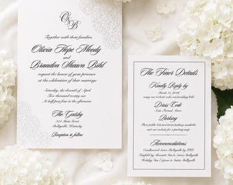 Hydrangea Wedding Invitation Template | Editable Wedding Invitation Suite | Letterpress Inspired Invitation | Heirloom Wedding Stationery