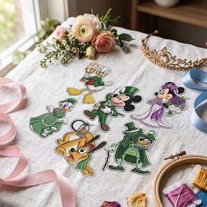 Vintage Disney Haunted Mansion Mickey Broderad Tygmärke, Retro Spöklikt Gotisk Strykmärke, Park Fan Kardborretyg Tygmärke, Jackdekor.