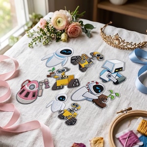 Disney Pixar Wall-E Eve Custom Embroidered Patch, Cute Sci Fi Robot Iron-on Patch, Movie Fan Gift Velcro patch, Denim Jacket DIY