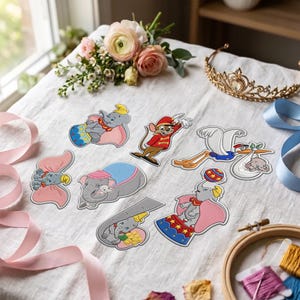 Dumbo Elephant Custom Embroidered Patch, Vintage Cartoon Iron-on Patch, Disney Fans Velcro patch, Retro Denim Jacket Backpack Applique
