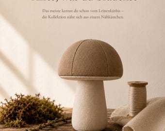 Fabric Mushroom Sewing Pattern PDF – Linen Mushrooms in 3 Sizes, Autumn Decor DIY, Beginner Friendly – English & German