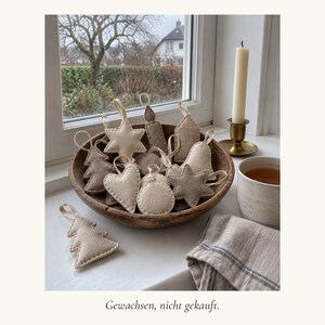 Christmas Ornament Sewing Pattern PDF – 24 Linen & Felt Tree Ornaments, 8 Shapes, Beginner Friendly – English + German image 7