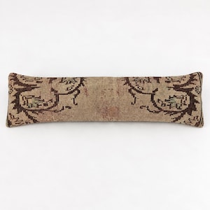 Housse de coussin lombaire extra longue 12x48, coussin en tapis kilim turc vintage, décoration bohème faite main