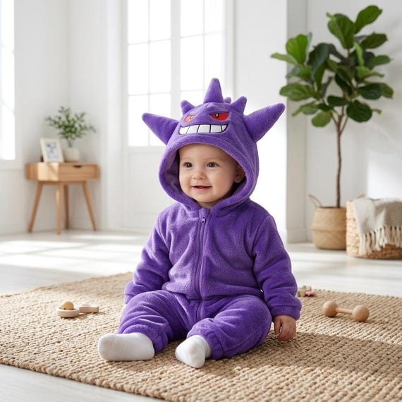 Purple Monster Baby Fleece Romper, Anime Baby Costume, Cute Baby Jumpsuit, Baby Halloween Suit