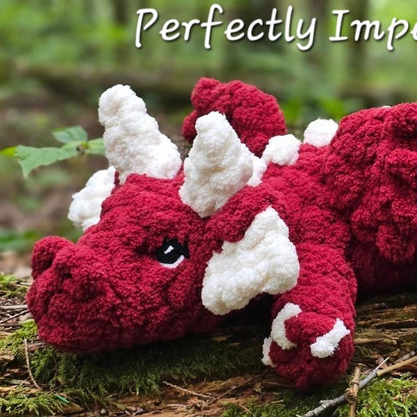 Chunky Hand Knit Dragon Stuffie-Written Pattern PDF With Modifications-Dragon Plushie-Fantasy Dragon Decor-No Video Tutorial