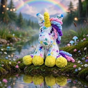 Chunky Knit Confetti Unicorn Pattern PDF | Chenille Plush Unicorn Toy | Nursery Decor