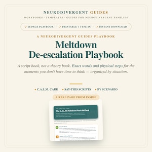 Printbaar plan voor een meltdown bij autisme en ADHD - De-escalatiescripts, CALM-kaart en hersteltoolkit