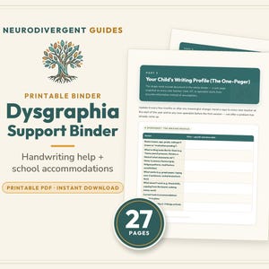 Dysgraphia Support Binder for Parents and Teachers, Printable Handwriting Help Planner, School Accommodations PDF