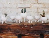 Rustic Tabletop Ceramic Planter with Legs