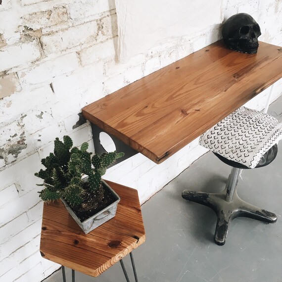 Industrial Modern Reclaimed Wall Mount Slim Writing Desk Table Bar