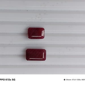 Conjunto de 2 peças de rubi, pedra preciosa retangular facetada, rubi vermelho para confecção de joias, anel e pingente, peso 9,25 quilates.