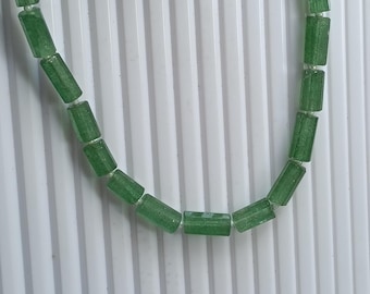 Genuine Natural Loose  Semi Precious A Grade green strawberry  Gemstone pipe Beads  Full Strand Cutting Beads 125 carat weight "