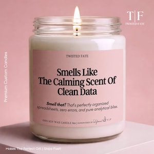 Data Analyst Gift Candle, Business Intelligence Analyst Gift, Data Analytics Gift, Smells Like Clean Data, Spreadsheet Nerd W83