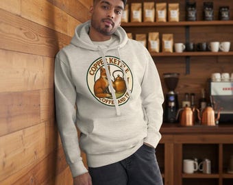 Sudadera con capucha unisex con logo de Copper Kettle Coffee and Tea Fox & Kettle (tallas S-3XL)