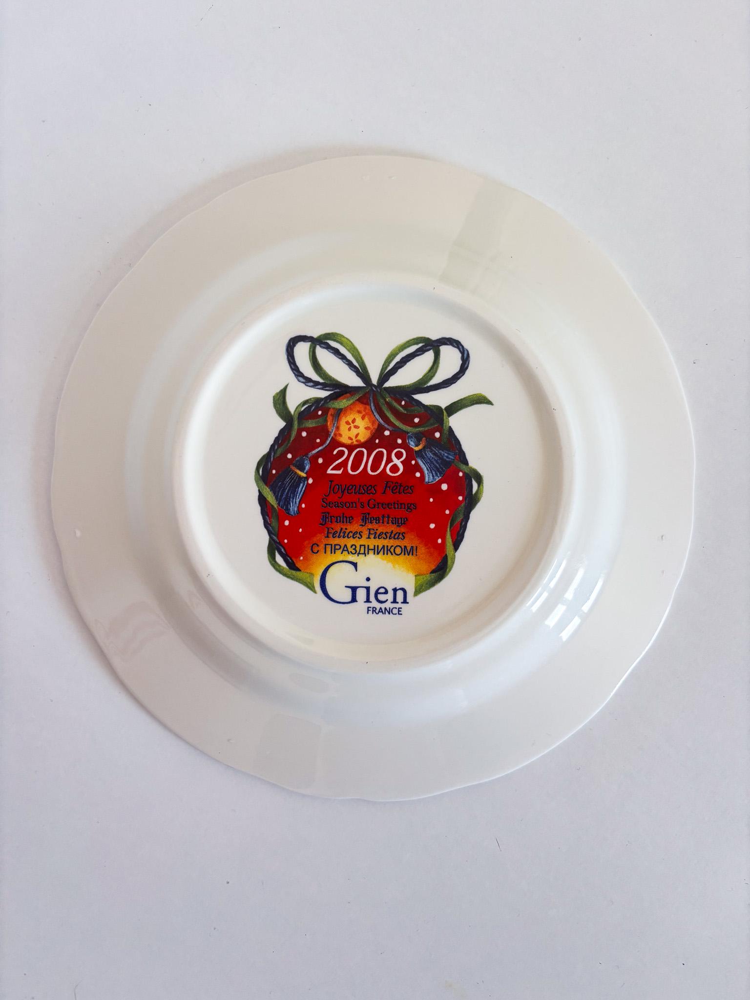Gien France Christmas 2008 Decorative Plate • French Earthenware