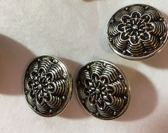 002 set of 7 antique buttons silver color  beautiful  design upcycled from Wool sweater knitting supply sewing supply