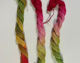 Hand dyed tatting yarn,  cotton yarn size 10 . Not sure about length variegated tatting yarn unique