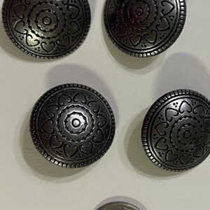 006 set of 4 antique buttons silver color beautiful feels like metal design upcycled from Wool sweater knitting supply sewing supply image 4