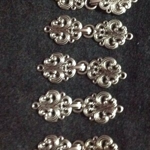 Set of 5 silver metal button clasps for sewing and knitting supplies reclaimed by upcycledtotebags on etsy knitting supply image 4