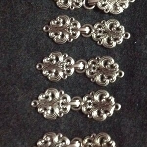 Set of 5 silver metal button clasps for sewing and knitting supplies reclaimed by upcycledtotebags on etsy knitting supply image 3