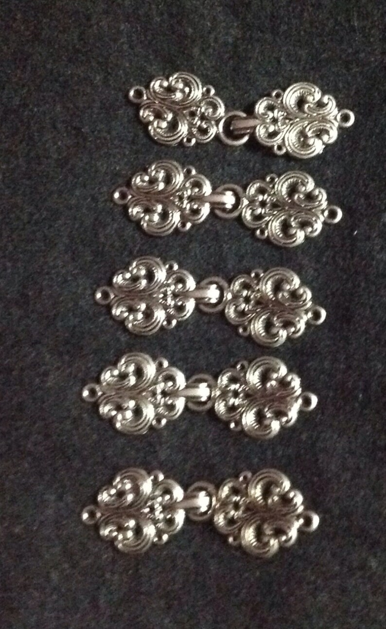 Set of 5 silver metal button clasps for sewing and knitting supplies reclaimed by upcycledtotebags on etsy knitting supply image 3