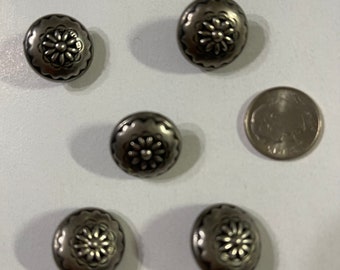 034 set of 5 antique buttons silver color  beautiful  design upcycled from Wool sweater knitting supply sewing supply