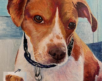 Custom Pet Portrait Painting | Hand-Painted Acrylic Canvas Artwork
